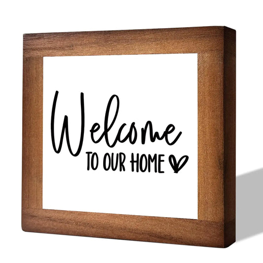 Welcome Sign Wooden Box Signs for Home Decor Freestanding Welcome Decor Sign Farmhouse Decor for Entryway Front Door Decor Porch Decor Housewarming Tabletop Decor Welcome To Our Home (C3)